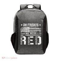 On Friday We Wear Red American Flag Military Supportive Vector Backpack thumb 0