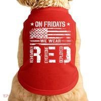 On Friday We Wear Red American Flag Military Supportive Doggie Tank thumb 0
