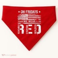 On Friday We Wear Red American Flag Military Supportive USA-Made Doggie Bandana thumb 0
