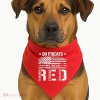 On Friday We Wear Red American Flag Military Supportive USA-Made Doggie Bandana thumb 1