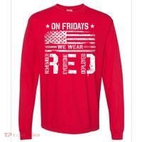 On Friday We Wear Red American Flag Military Supportive Comfort Colors Heavyweight Long Sleeve T-Shirt thumb 0