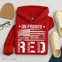 On Friday We Wear Red American Flag Military Supportive Hoodie thumb 4