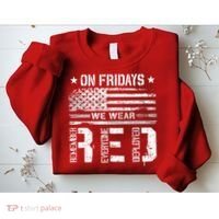 On Friday We Wear Red American Flag Military Supportive Sweatshirt thumb 2