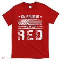 On Friday We Wear Red American Flag Military Supportive T-Shirt thumb 0