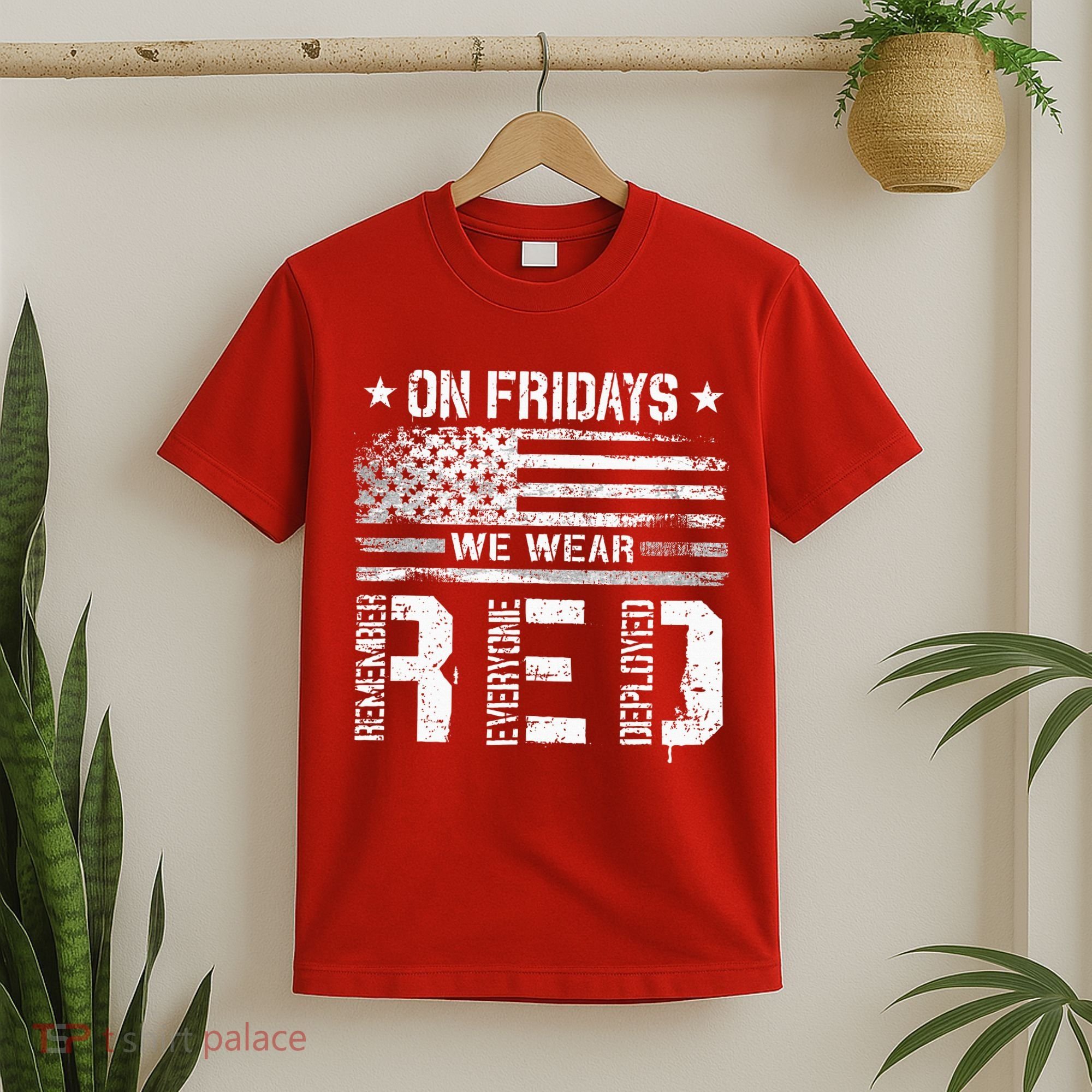 On Friday We Wear Red American Flag Military Supportive T-Shirt