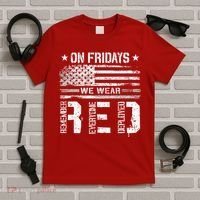 On Friday We Wear Red American Flag Military Supportive T-Shirt thumb 5