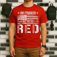 On Friday We Wear Red American Flag Military Supportive T-Shirt thumb 6