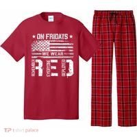 On Friday We Wear Red American Flag Military Supportive Pajama Set thumb 0