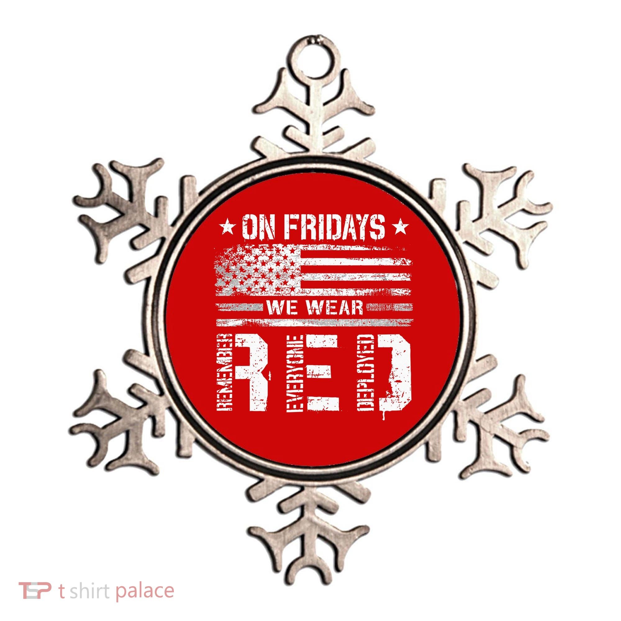 On Friday We Wear Red American Flag Military Supportive Ornament