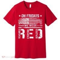 On Friday We Wear Red American Flag Military Supportive Premium T-Shirt thumb 0