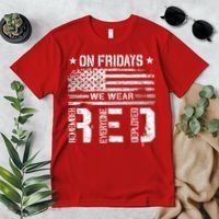 On Friday We Wear Red American Flag Military Supportive Premium T-Shirt thumb 2