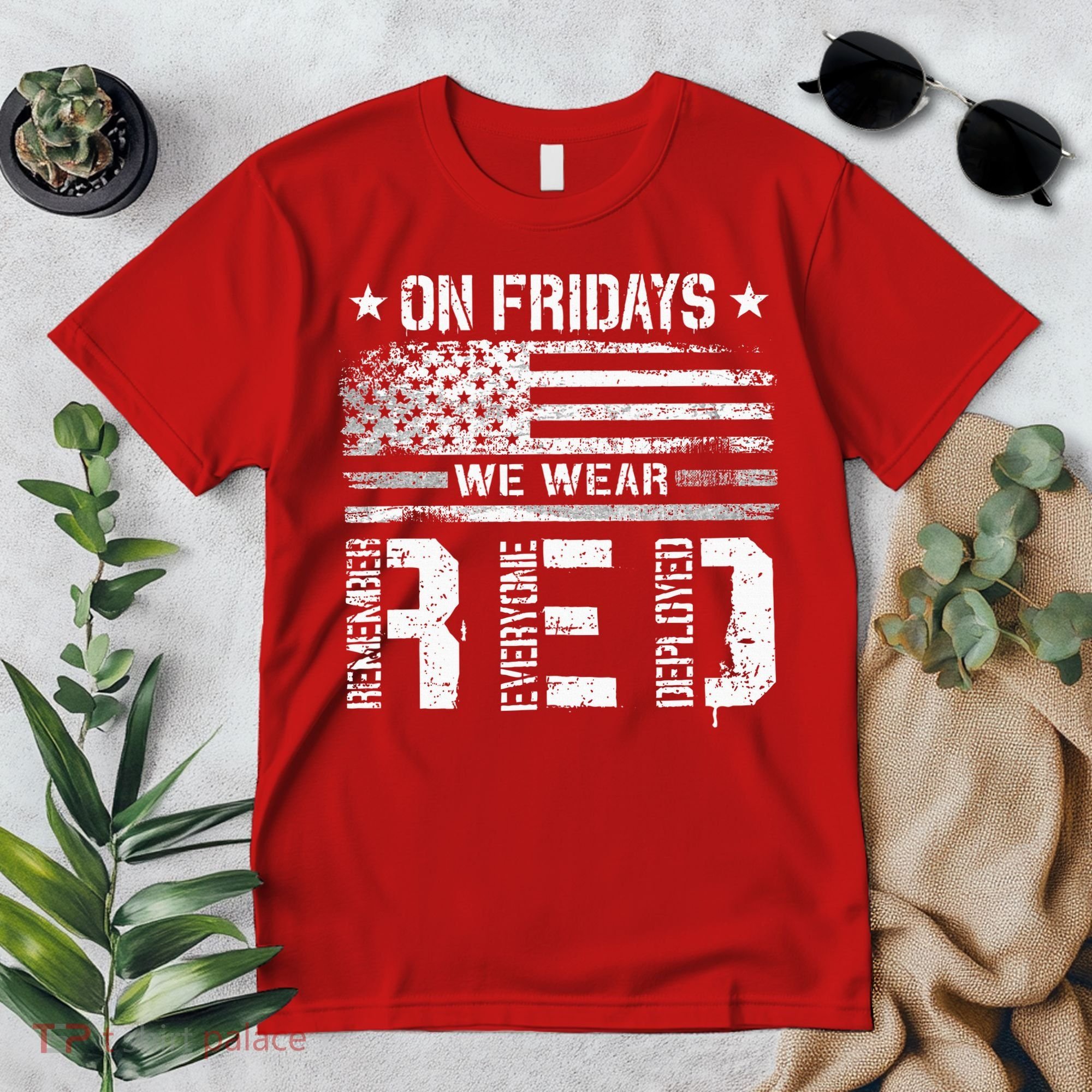 On Friday We Wear Red American Flag Military Supportive Premium T-Shirt