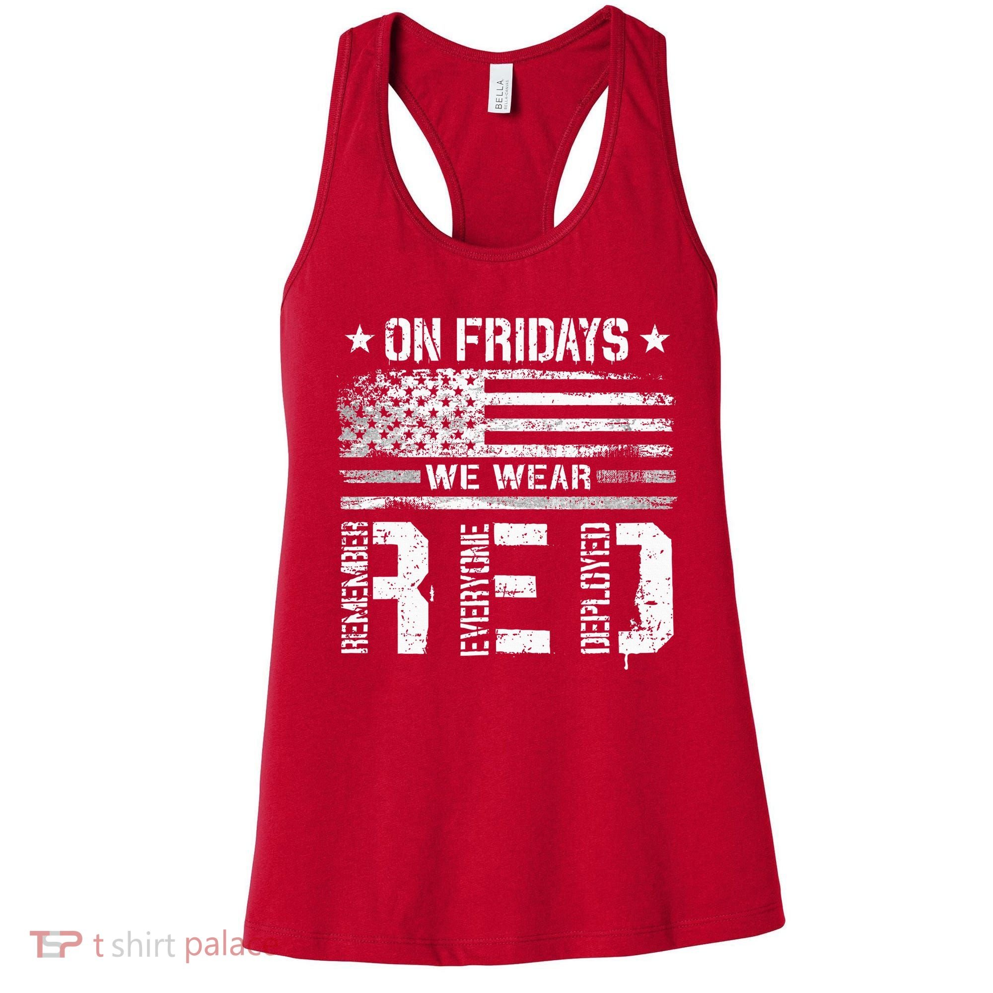 On Friday We Wear Red American Flag Military Supportive Women's Tank Top