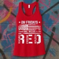 On Friday We Wear Red American Flag Military Supportive Women's Tank Top thumb 3