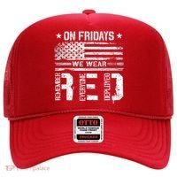 On Friday We Wear Red American Flag Military Supportive Hat thumb 0