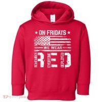 On Friday We Wear Red American Flag Military Supportive Toddler Hoodie thumb 0