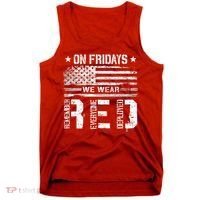 On Friday We Wear Red American Flag Military Supportive Tank Top thumb 0