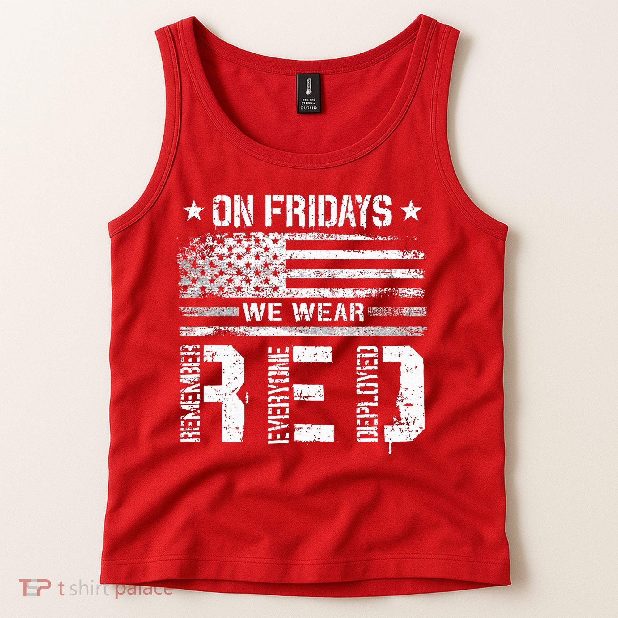 On Friday We Wear Red American Flag Military Supportive Tank Top