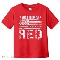 On Friday We Wear Red American Flag Military Supportive Toddler T-Shirt thumb 0