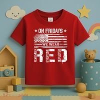 On Friday We Wear Red American Flag Military Supportive Toddler T-Shirt thumb 3