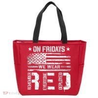 On Friday We Wear Red American Flag Military Supportive Tote Bag thumb 0