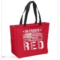 On Friday We Wear Red American Flag Military Supportive Tote Bag thumb 2