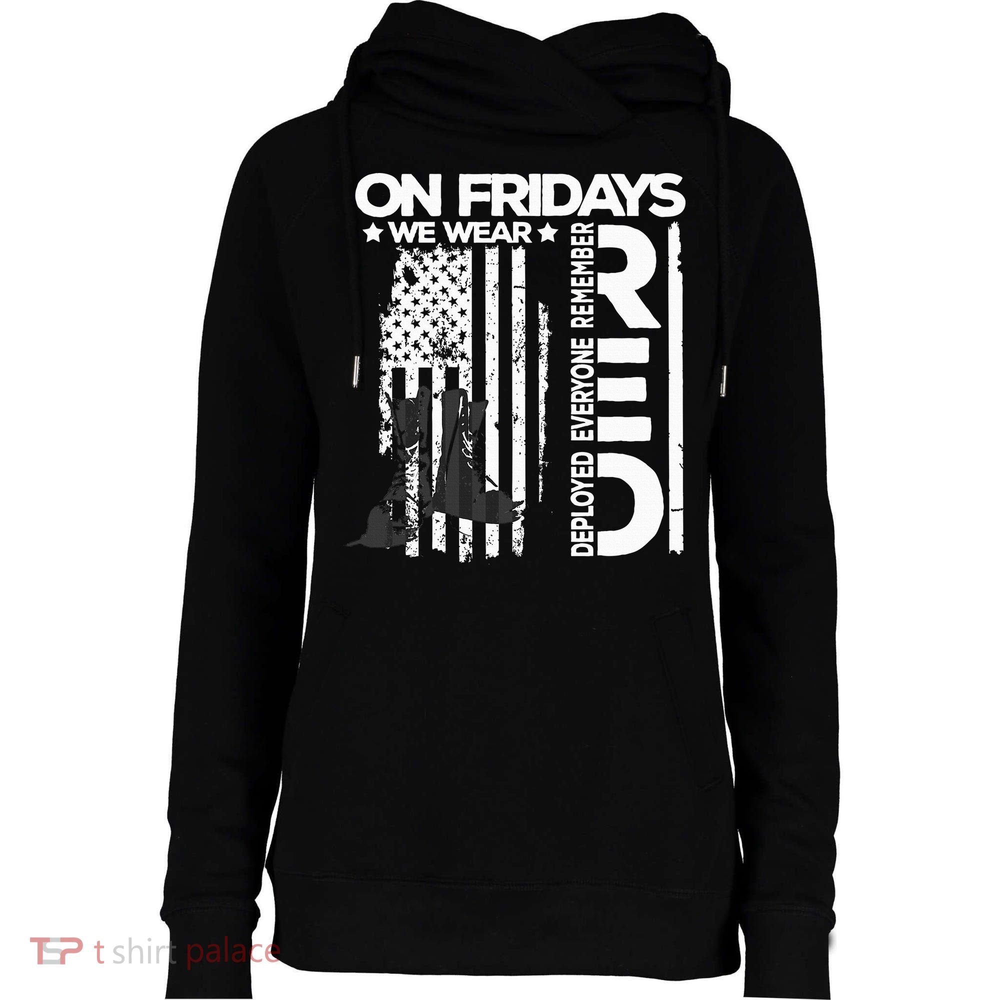 On Friday We Wear Red Veteran Red Friday US Flag Womens Funnel Neck Pullover Hood