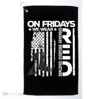 On Friday We Wear Red Veteran Red Friday US Flag Golf Towel thumb 0
