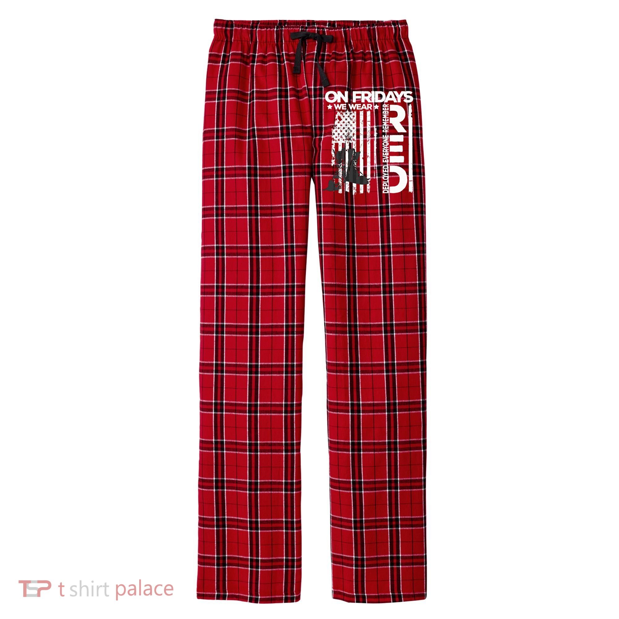On Friday We Wear Red Veteran Red Friday US Flag Men's Flannel Plaid Pajama Pants