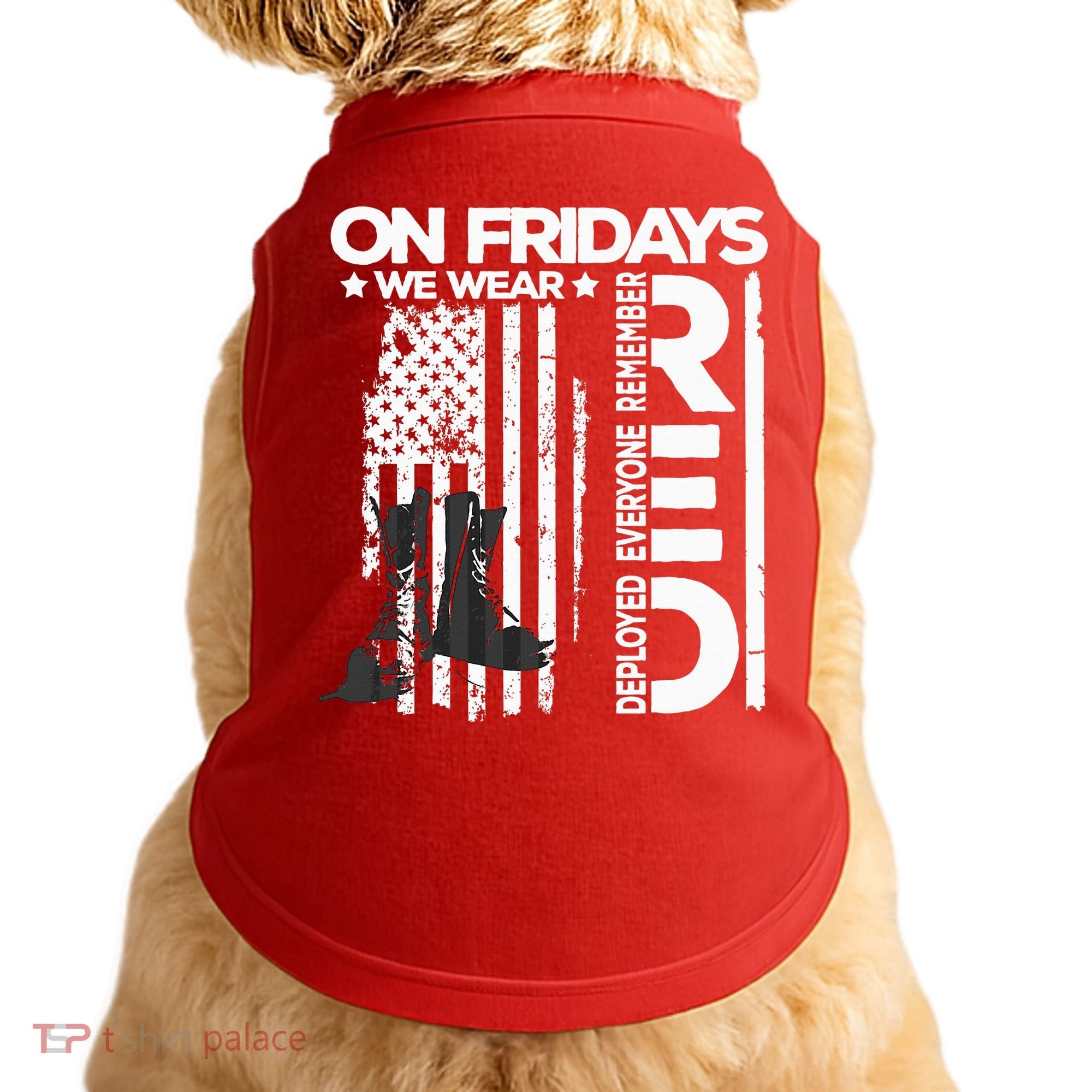 On Friday We Wear Red Veteran Red Friday US Flag Doggie Tank