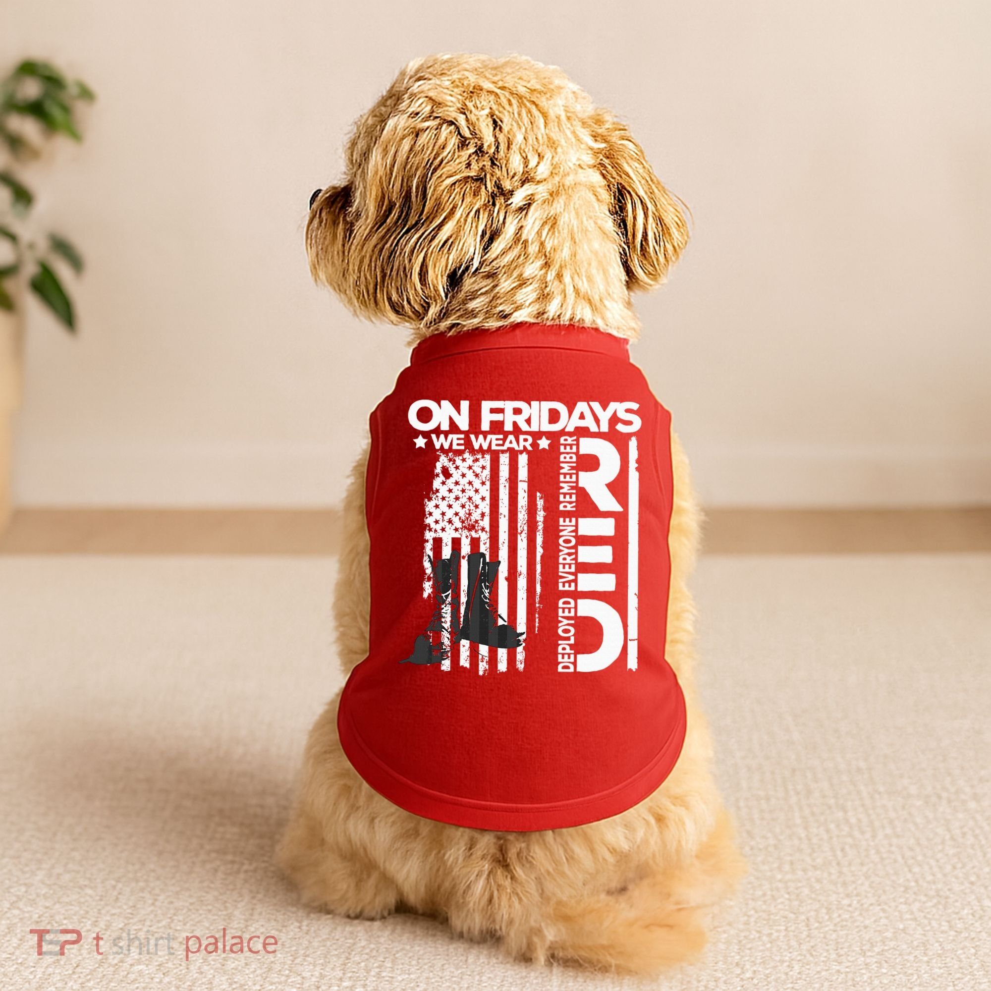 On Friday We Wear Red Veteran Red Friday US Flag Doggie Tank