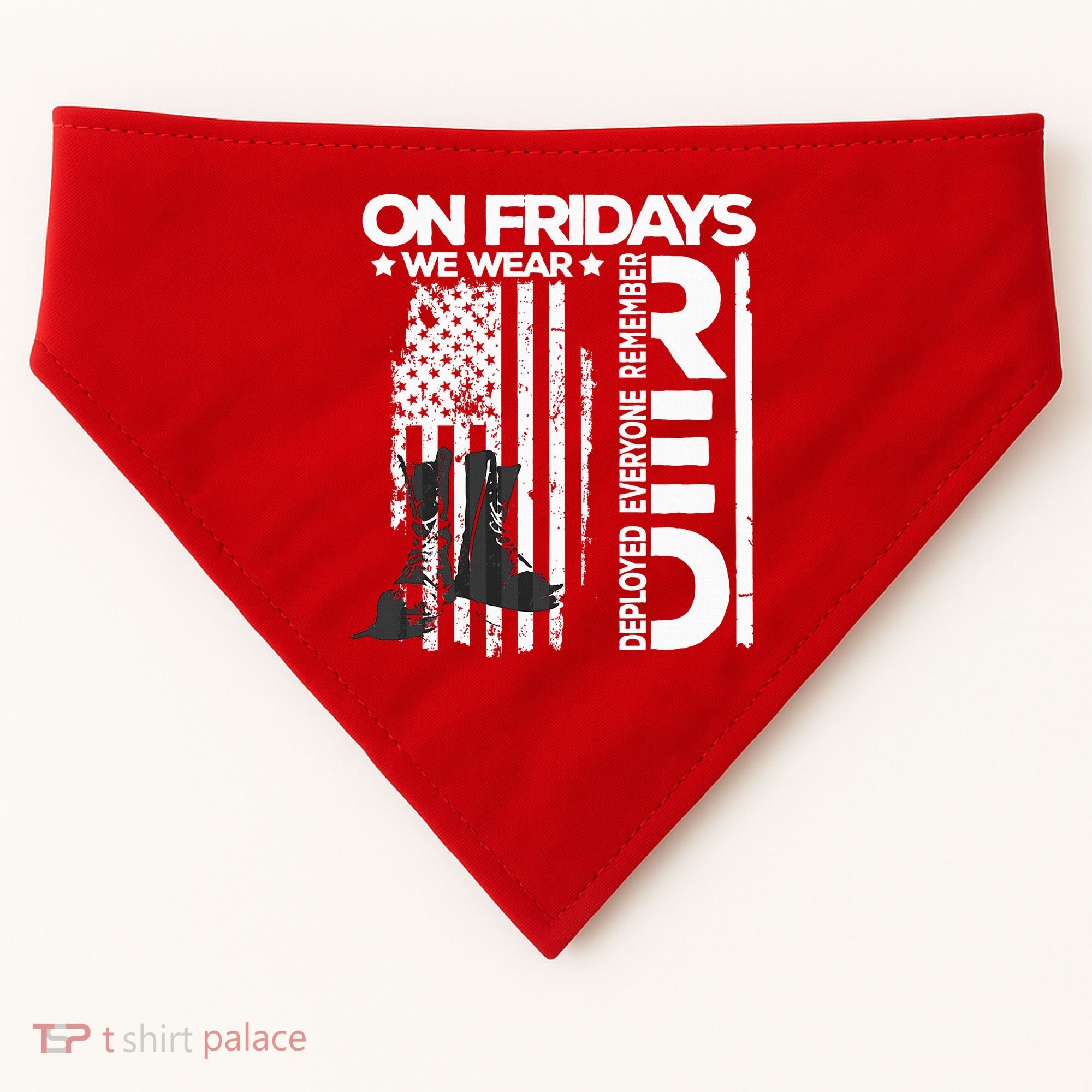 On Friday We Wear Red Veteran Red Friday US Flag USA-Made Doggie Bandana