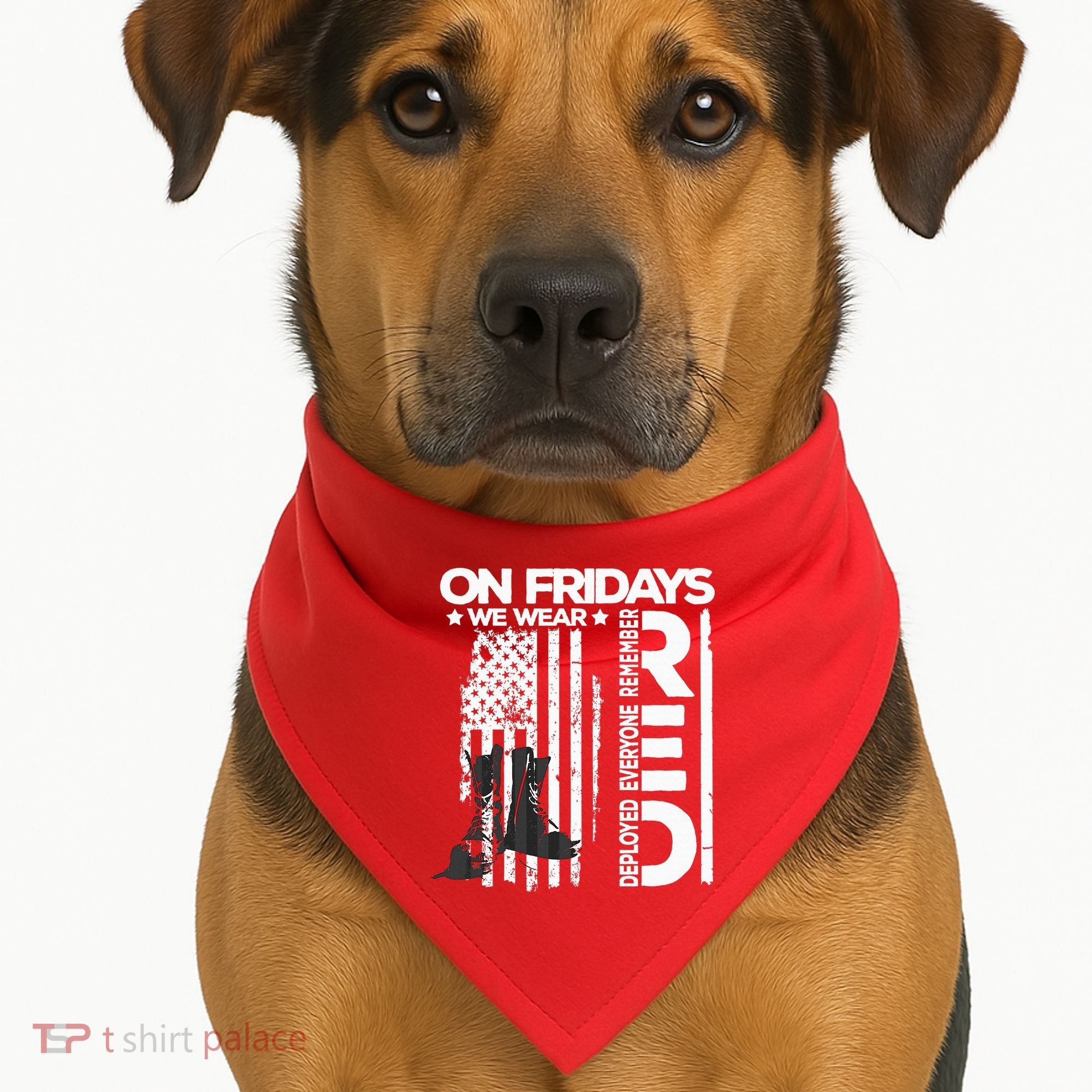 On Friday We Wear Red Veteran Red Friday US Flag USA-Made Doggie Bandana