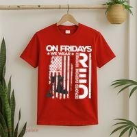 On Friday We Wear Red Veteran Red Friday US Flag T-Shirt thumb 2