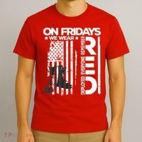 On Friday We Wear Red Veteran Red Friday US Flag T-Shirt thumb 3