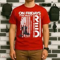 On Friday We Wear Red Veteran Red Friday US Flag T-Shirt thumb 6