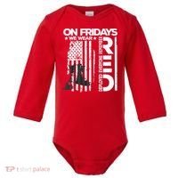 On Friday We Wear Red Veteran Red Friday US Flag Baby Long Sleeve Bodysuit thumb 0