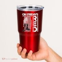 On Friday We Wear Red Veteran Red Friday US Flag Tumbler thumb 2