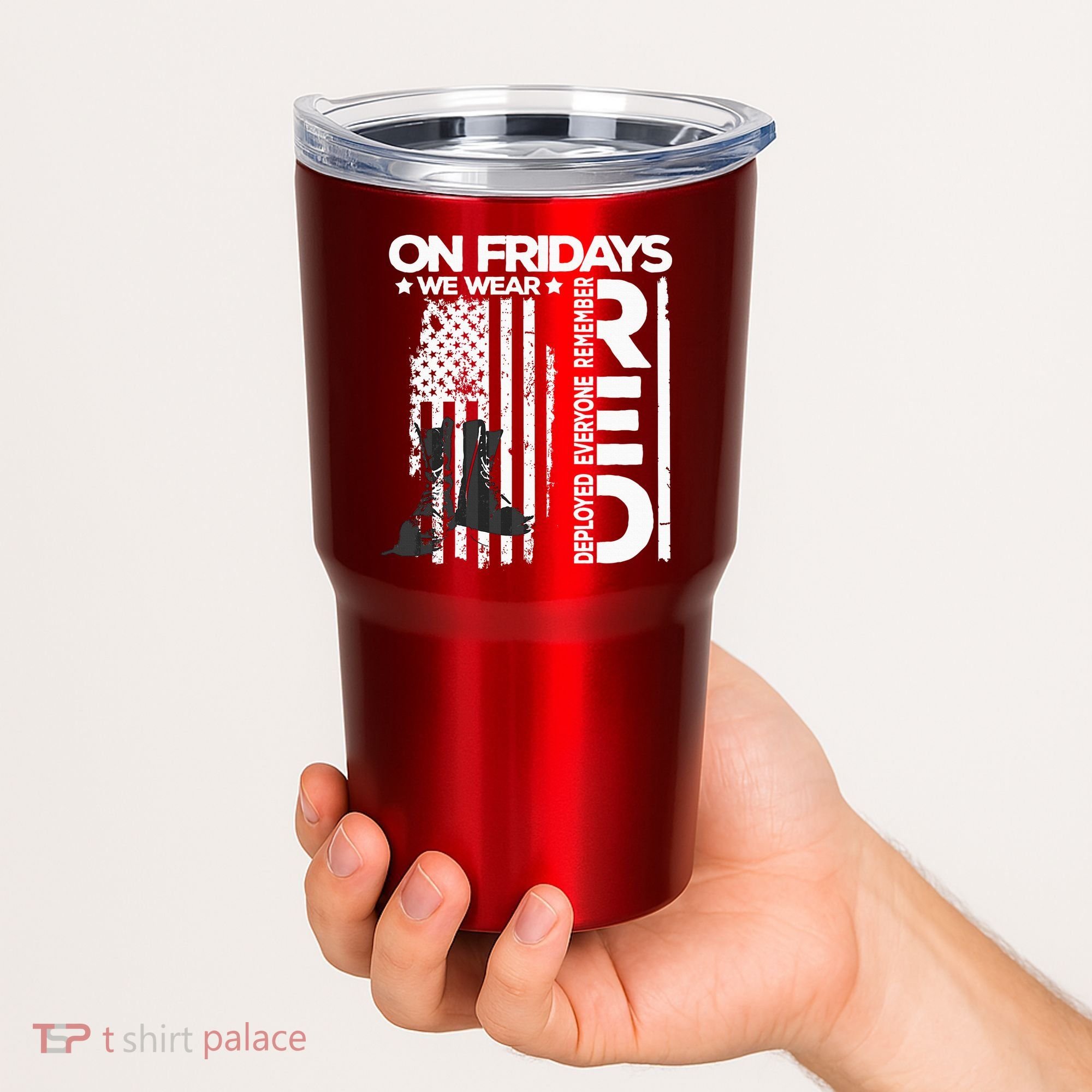 On Friday We Wear Red Veteran Red Friday US Flag Tumbler