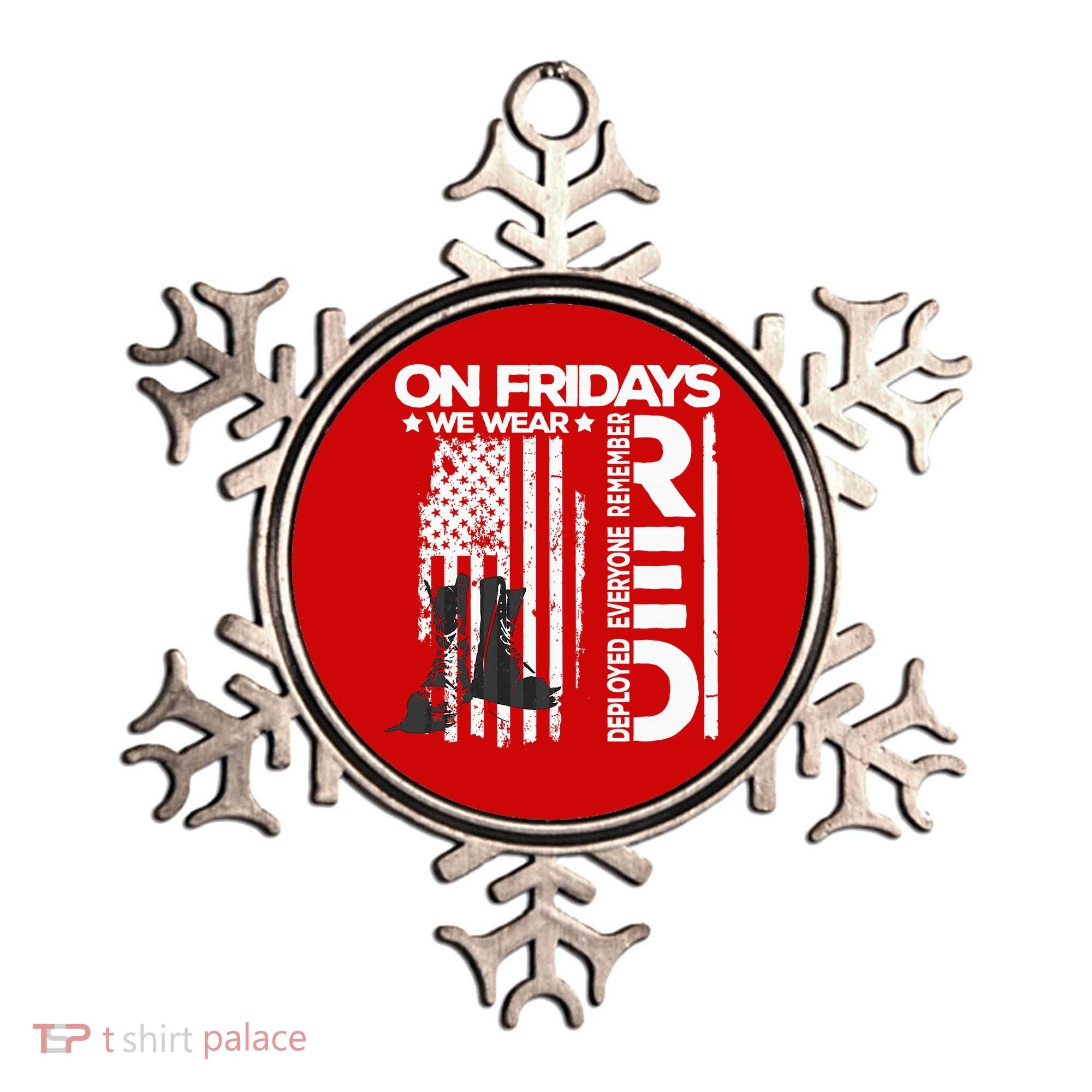On Friday We Wear Red Veteran Red Friday US Flag Ornament