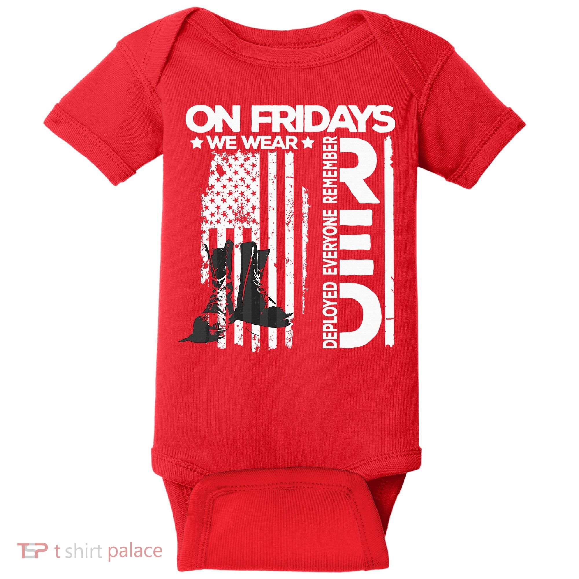 On Friday We Wear Red Veteran Red Friday US Flag Baby Bodysuit