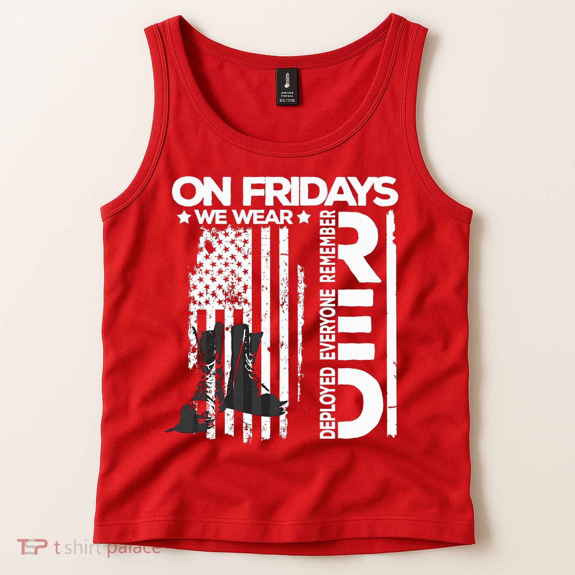 On Friday We Wear Red Veteran Red Friday US Flag Tank Top