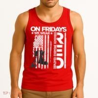 On Friday We Wear Red Veteran Red Friday US Flag Tank Top thumb 3