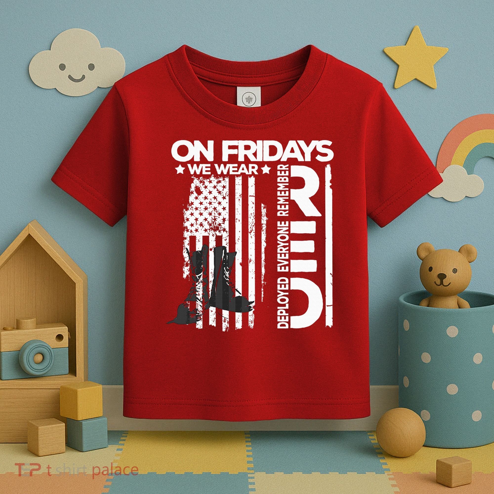 On Friday We Wear Red Veteran Red Friday US Flag Toddler T-Shirt