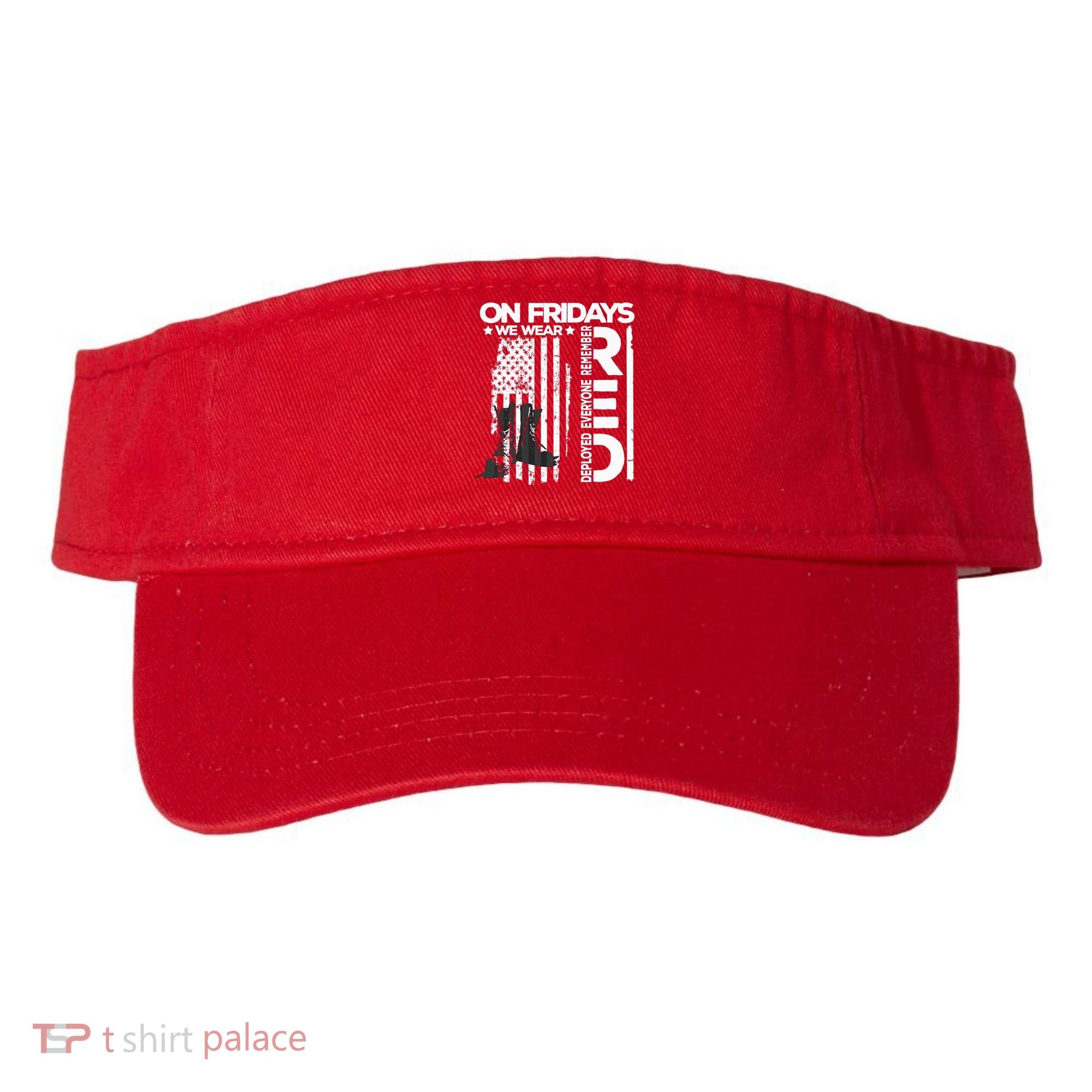 On Friday We Wear Red Veteran Red Friday US Flag Visor