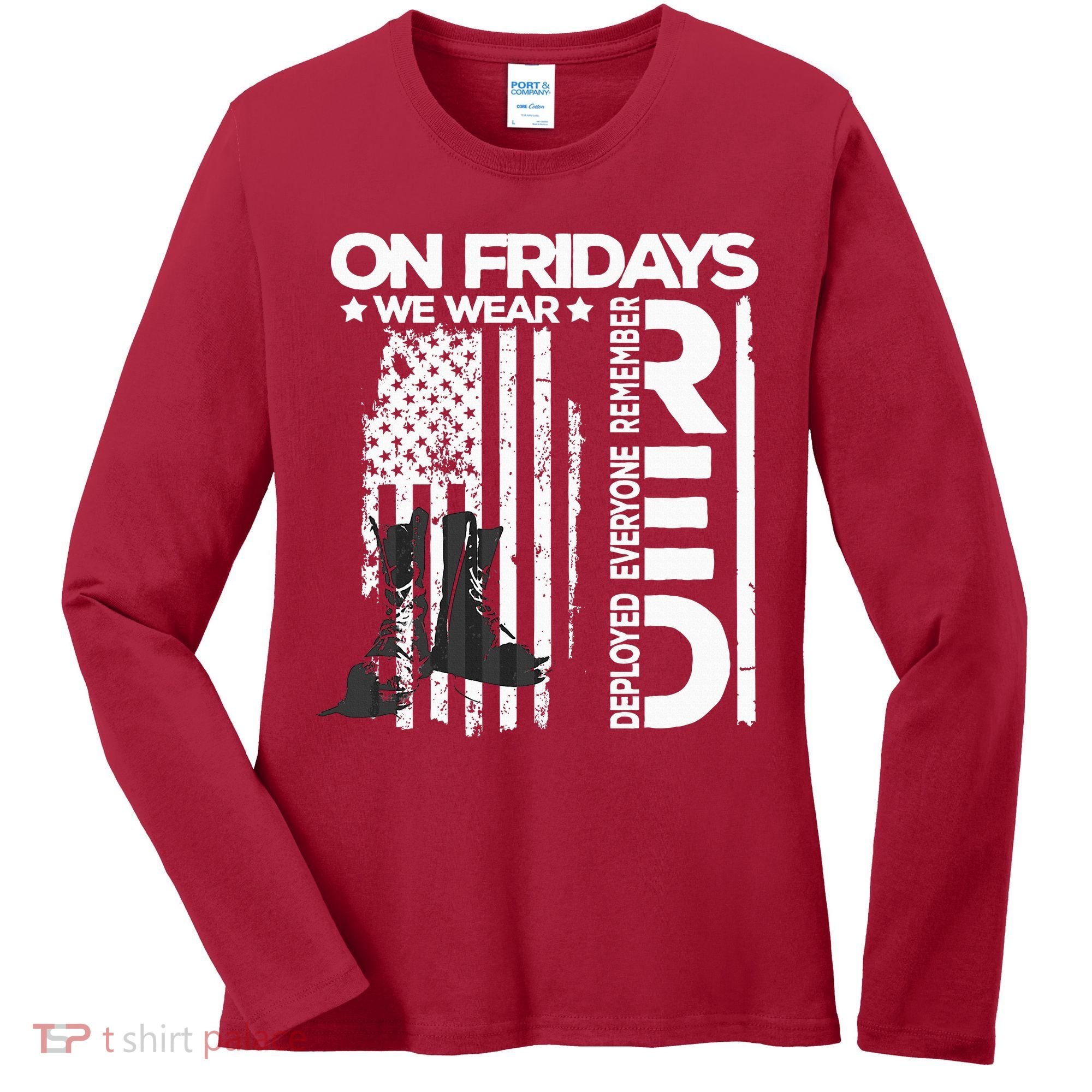On Friday We Wear Red Veteran Red Friday US Flag Women's Long Sleeve Shirt