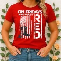 On Friday We Wear Red Veteran Red Friday US Flag Women's T-Shirt thumb 2