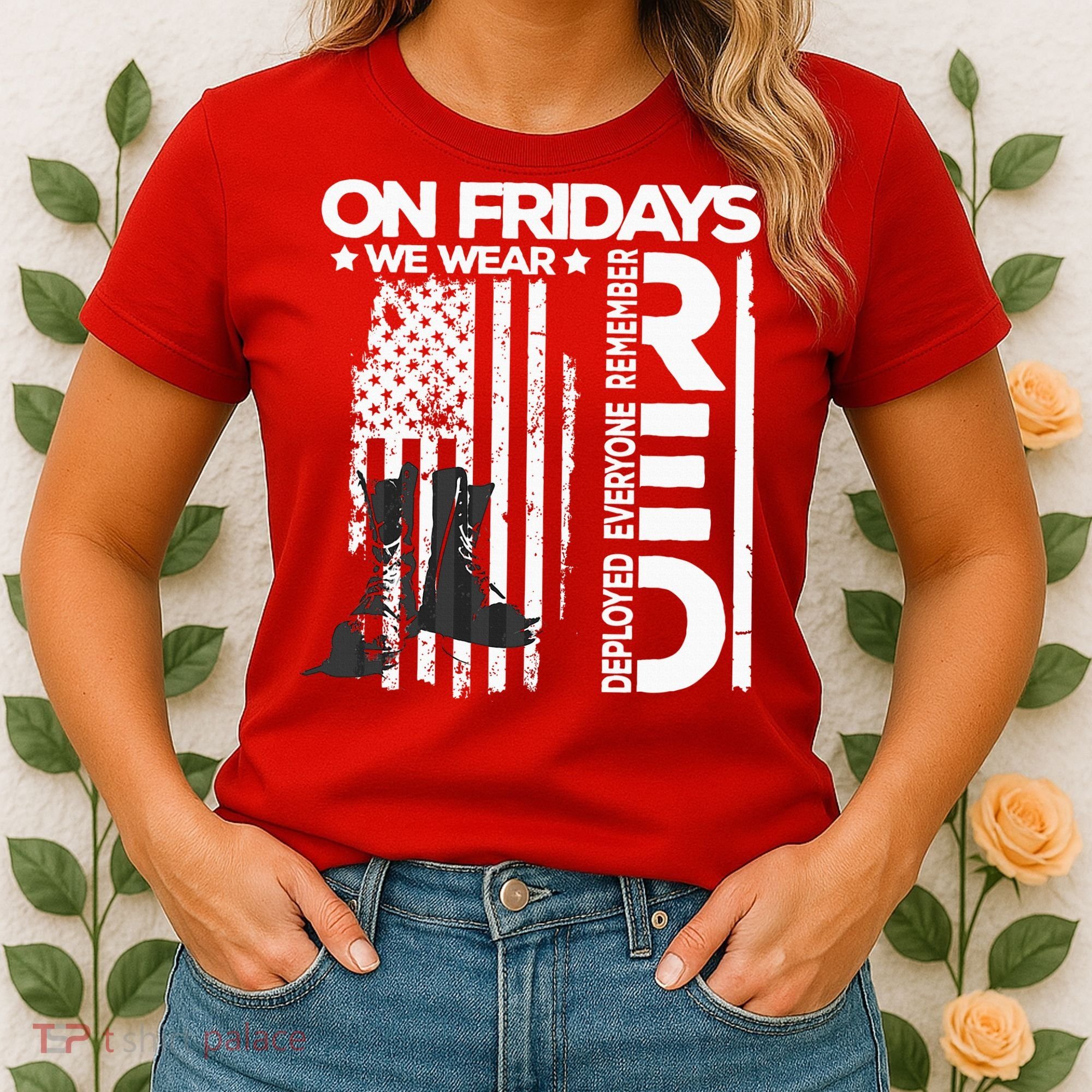 On Friday We Wear Red Veteran Red Friday US Flag Women's T-Shirt