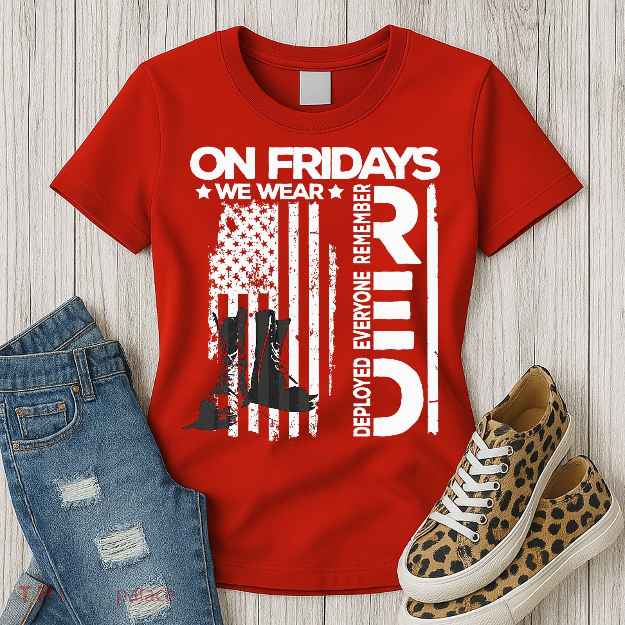 On Friday We Wear Red Veteran Red Friday US Flag Women's T-Shirt