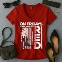 On Friday We Wear Red Veteran Red Friday US Flag Women's V-Neck T-Shirt thumb 2